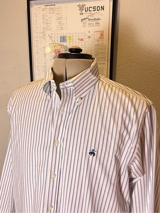 Brooks Brothers Other - Brooks Brothers Regular Fit L Blue White Stripe Non-Iron Button-Down Shirt